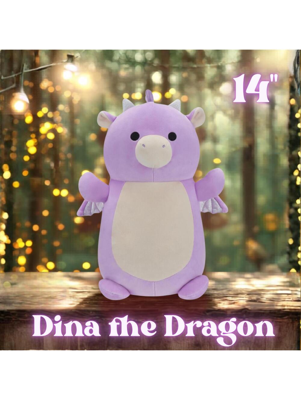 NWT Dina the Purple Dragon Hugmees Squishmallows 14"